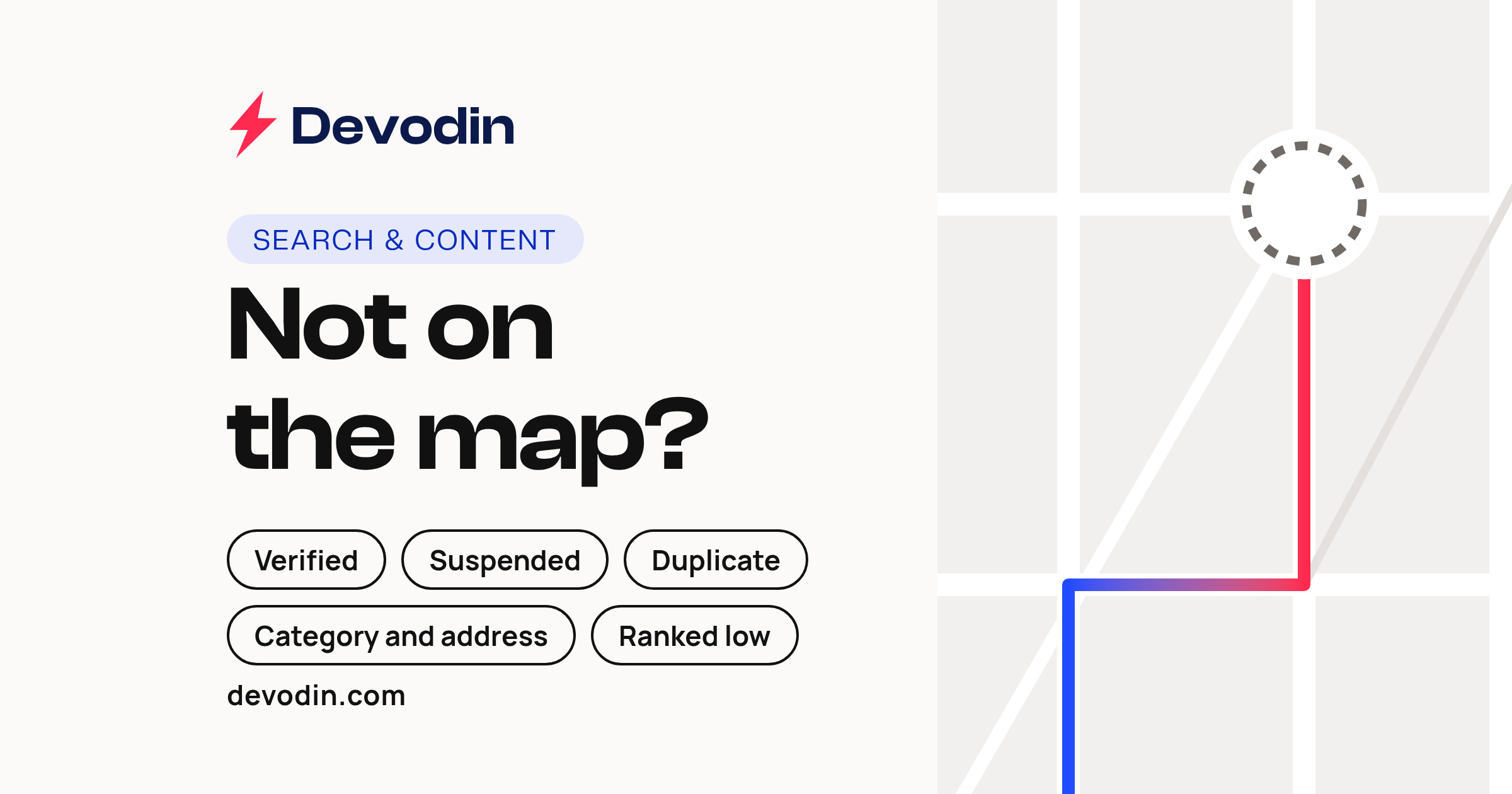 Not on the map? Five checks for a hidden Google Business Profile: verified, suspended, duplicate, category and address, ranked low.