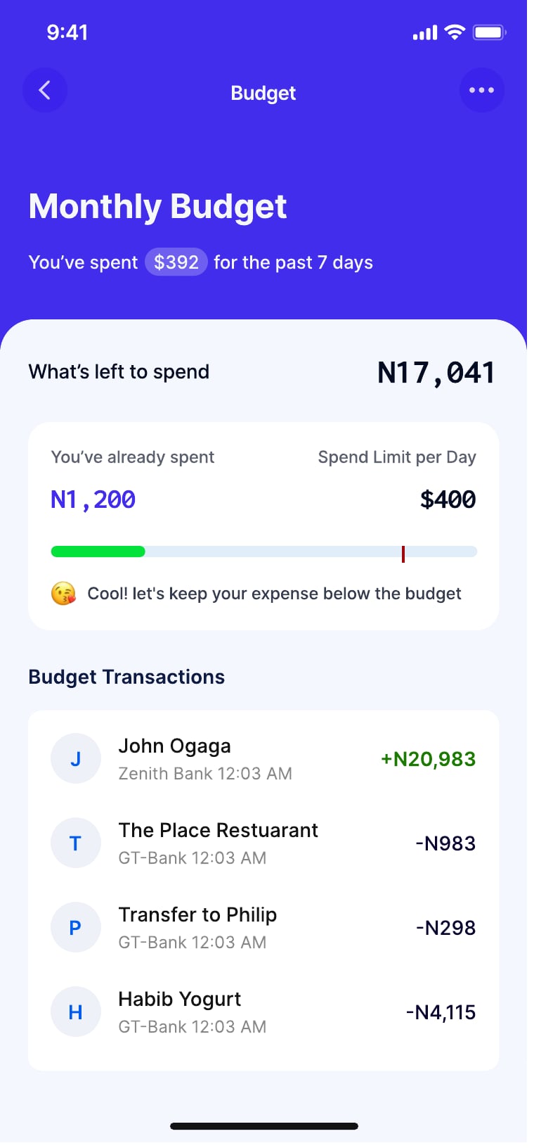Brees personal finance app budget screen 11 of 12.