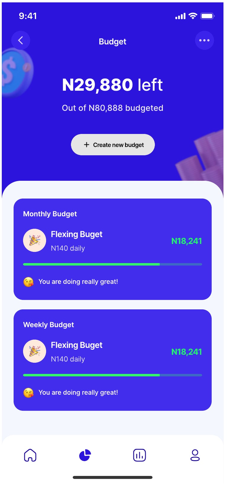 Brees personal finance app budget screen 12 of 12.