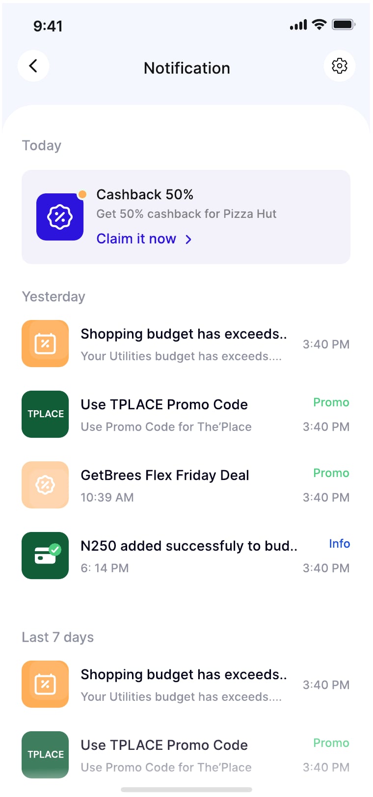 Brees personal finance app home screen 7 of 13.