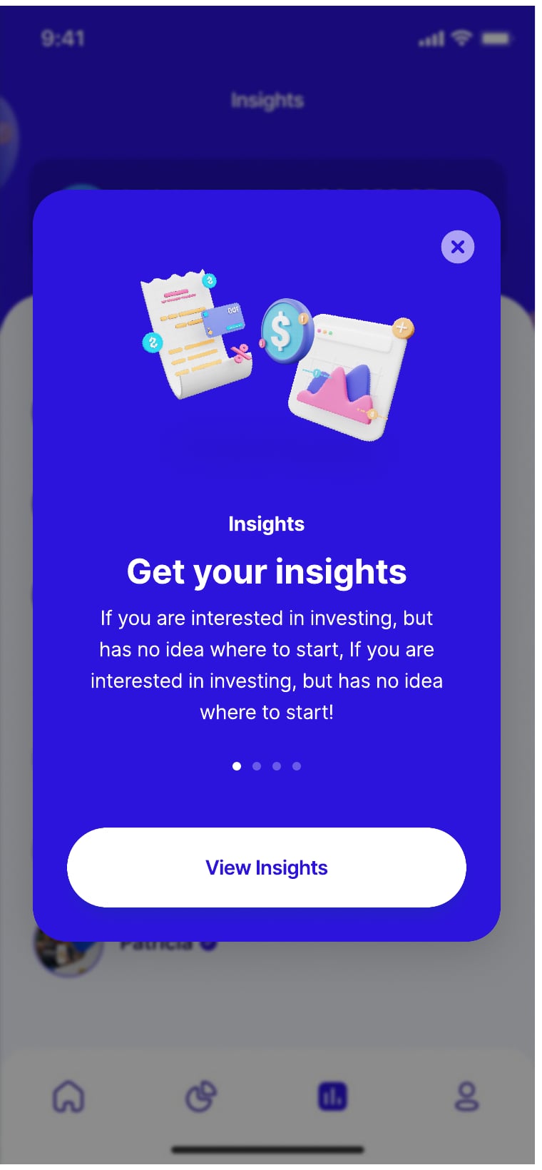 Brees personal finance app insights screen 1 of 6.