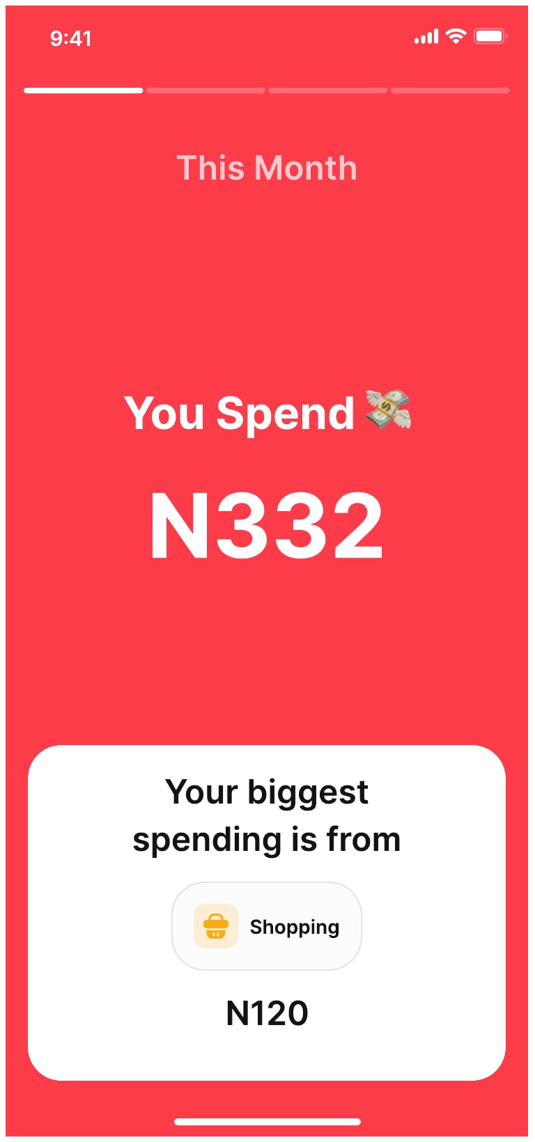 Brees personal finance app insights screen 3 of 6.