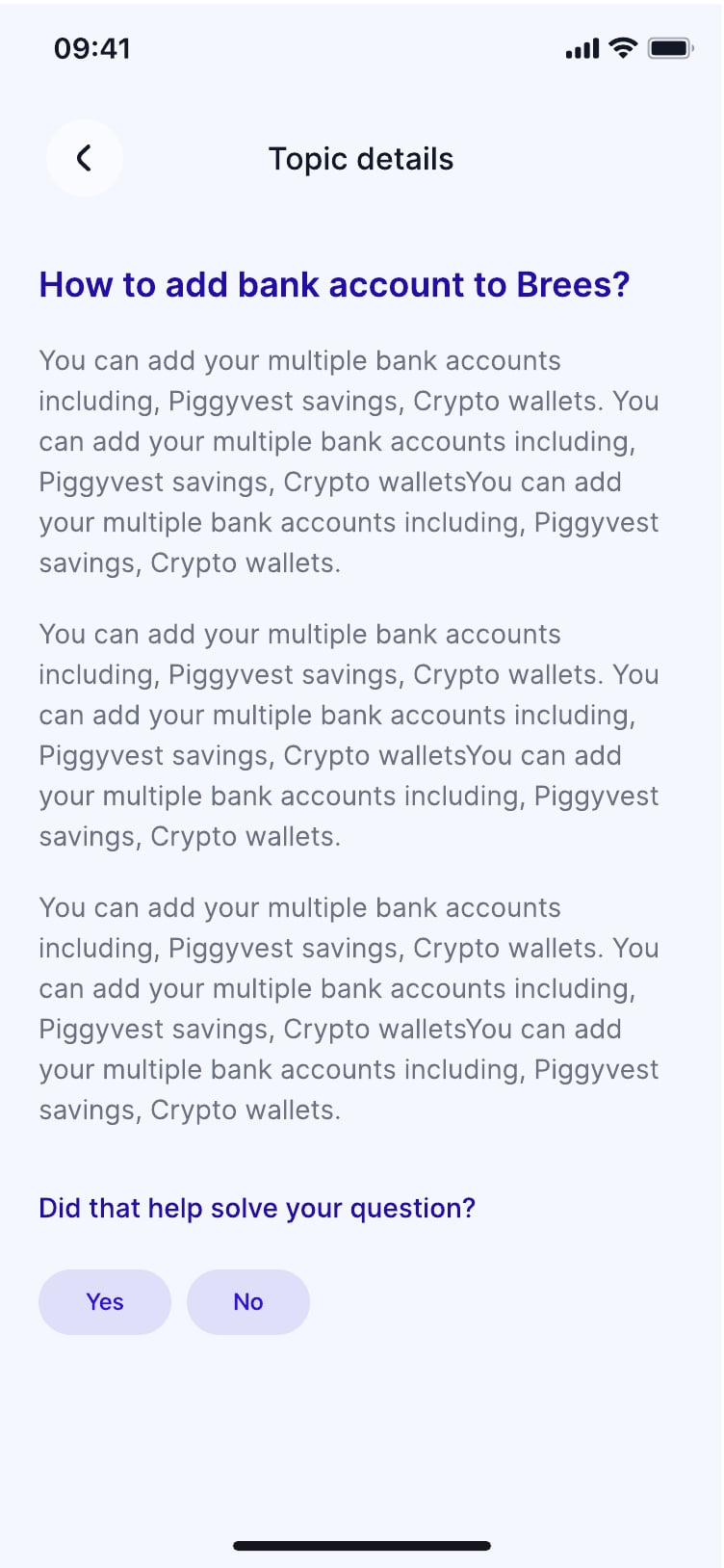 Brees personal finance app profile and settings screen 7 of 7.