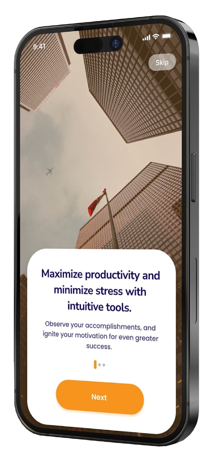 Startup Assistant AI assistant app log in and onboarding screen 2 of 8.
