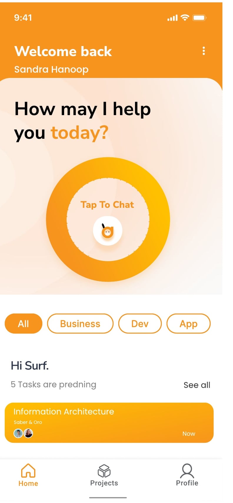Startup Assistant AI assistant app dashboard screen 5 of 10.