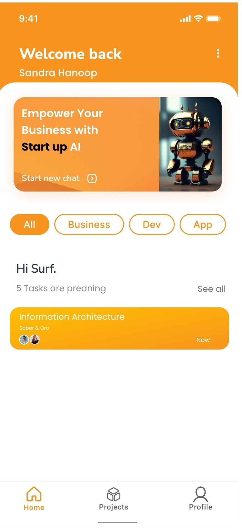 Startup Assistant AI assistant app dashboard screen 7 of 10.