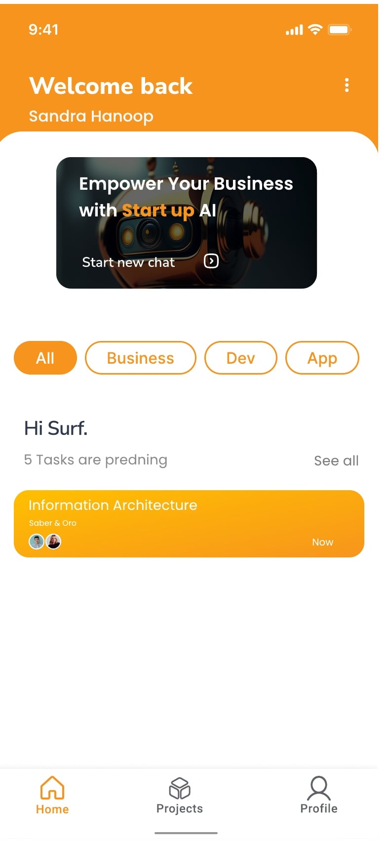 Startup Assistant AI assistant app dashboard screen 8 of 10.